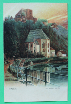 AK Passau / 1900 / St. Salvator Kirche / Oberhaus / Strasse Weg Architektur
